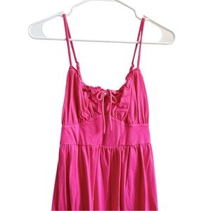 Hot Pink Tie-Front Cami Midi Dress